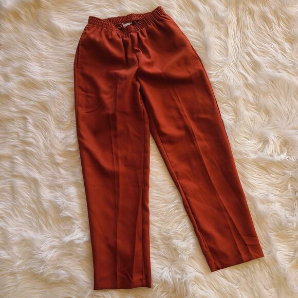 Vintage Terracota Rust High Waist Straight Leg Trouser Pant XSP Front Seam - Picture 2 of 4